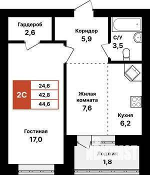 2-к квартира, вторичка, 45м2, 7/8 этаж