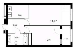 1-к квартира, вторичка, 36м2, 14/20 этаж