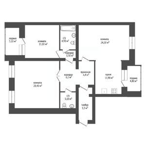 3-к квартира, вторичка, 105м2, 4/10 этаж