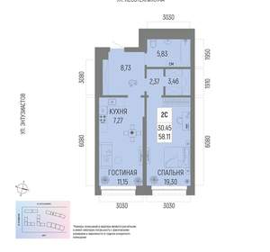 2-к квартира, вторичка, 58м2, 19/22 этаж