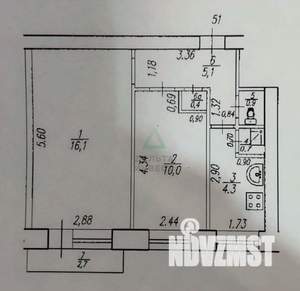2-к квартира, вторичка, 38м2, 3/5 этаж
